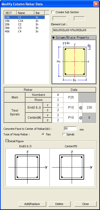 Modify Column Section Data