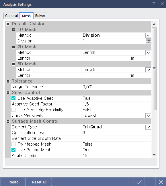Analysis Settings