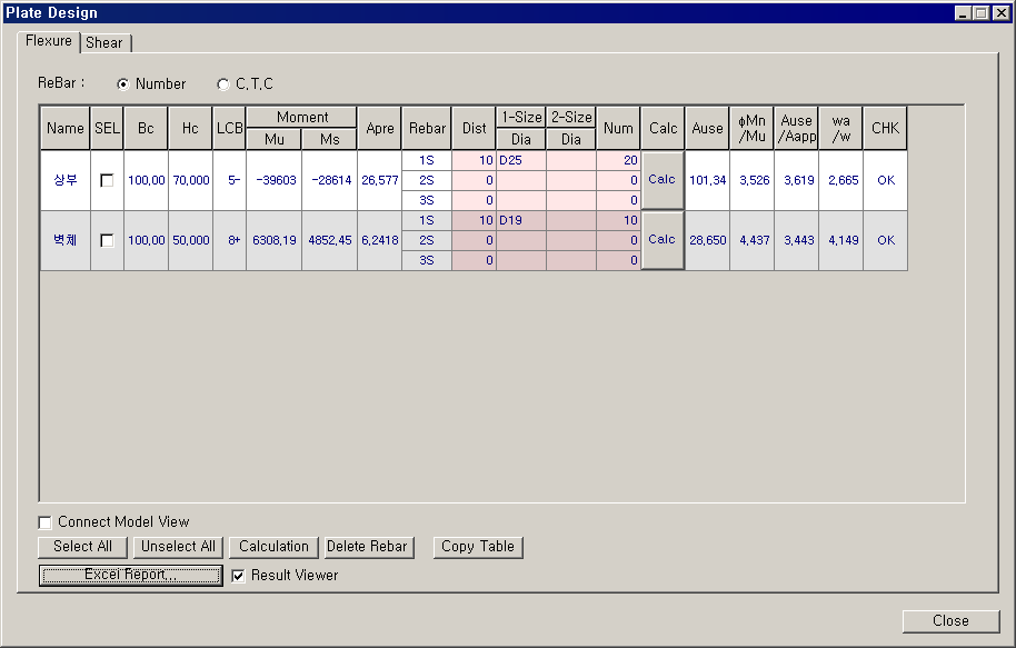 RC Design Parameter(Plate)