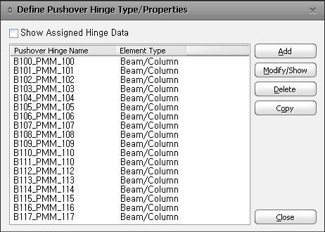 Define Pushover Hinge Data Type