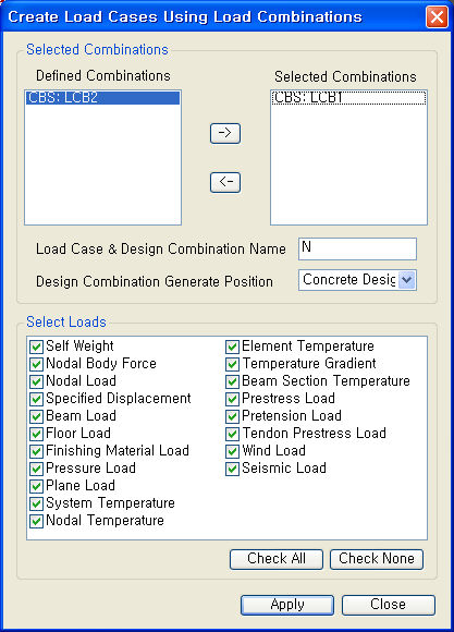 Create Load Cases Using Load Combination