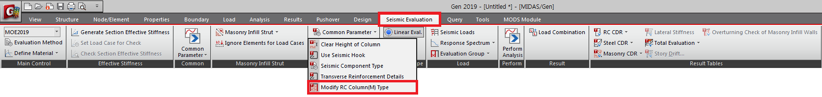 Modify RC Column(M) Type Table
