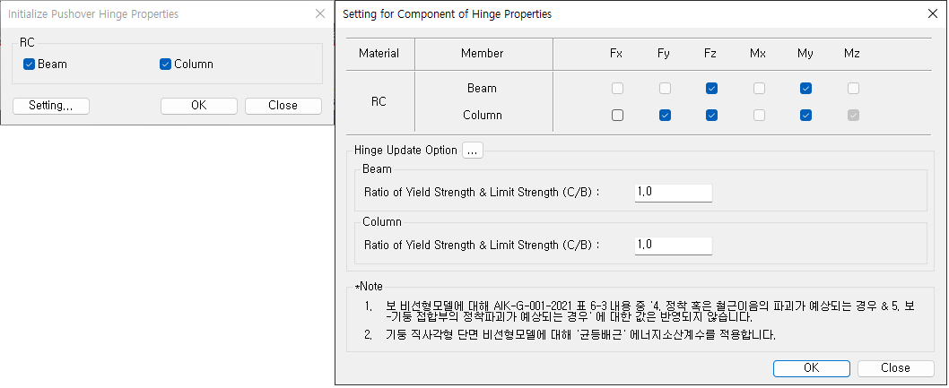 Initialize Pushover Hinge Properties (AIK)